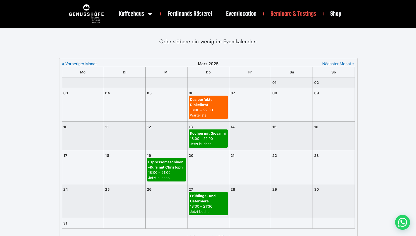 Große Vorschau der Webseite Genusshöfe.de Ticketing