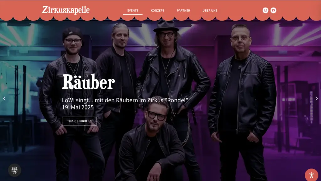 Screenshot der Webseite Zirkuskapelle.de